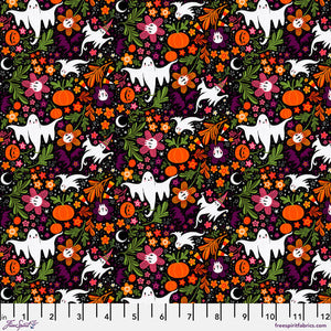 "Ghostly Greetings" - Spooktacular in Black - Half Yard