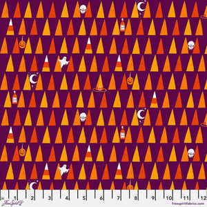 "Ghostly Greetings" - Candy Corn in Purple - Half Yard