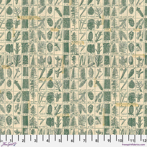 Tim Holtz "Holidays Past" - Pine Chart in Green - Half Yard