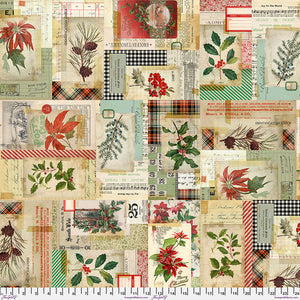 Tim Holtz "Holidays Past" - Holidays Past Collage Backing Fabric - Half Yard