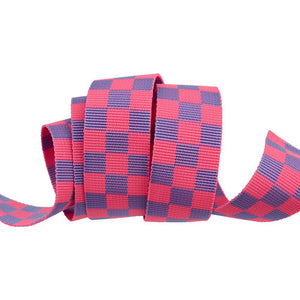 Tula Pink "Untamed" Check Please in Nova Webbed Ribbon - 1.5"