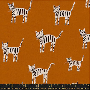 Ruby Star Society "Darlings 2" Tiger Stripes Canvas in Saddle - Half Yard