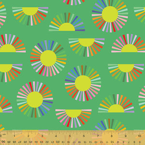 "Color Wheel" - Mod Daisy - Green - Half Yard