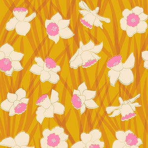 "Reverie" - Daffodils in Goldenrod Metallic - Half Yard