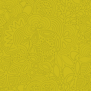 Alison Glass - "Sun Print 2020" - Stitched in Chartreuse - Half Yard