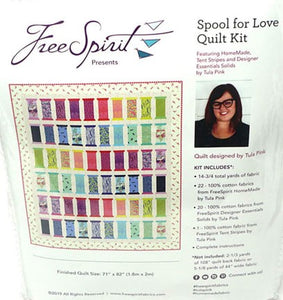Tula Pink "Spool For Love" Quilt Kit featuring "HomeMade" and "Tent Stripes"