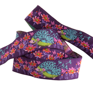 Tula Pink's "Tiny Beasts" Ribbon - Who's Your Dandy in Purple 7/8"